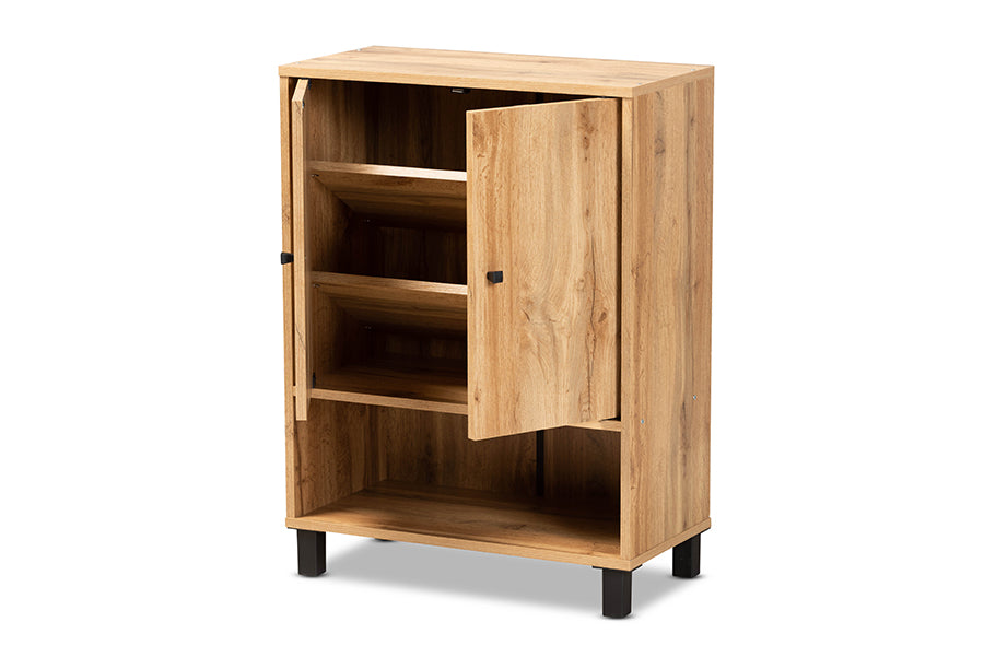 Baxton Studio Rossin Modern and Contemporary 2-Door Entryway Shoe Storage Cabinet with Bottom Shelf | Cabinets | Modishstore - 7