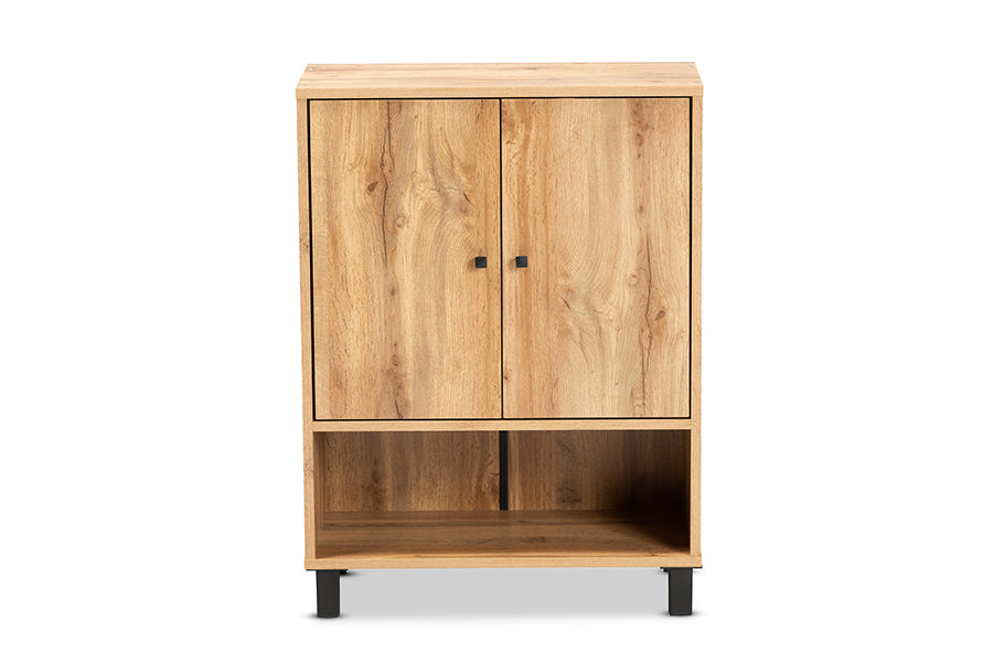 Baxton Studio Rossin Modern and Contemporary 2-Door Entryway Shoe Storage Cabinet with Bottom Shelf | Cabinets | Modishstore - 6
