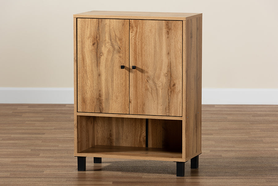 Baxton Studio Rossin Modern and Contemporary 2-Door Entryway Shoe Storage Cabinet with Bottom Shelf | Cabinets | Modishstore - 3