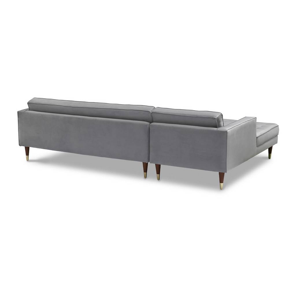 Somerset Gray Velvet Mid Century Modern Right Sectional Sofa By Armen Living | Sectional | Modishstore - 4