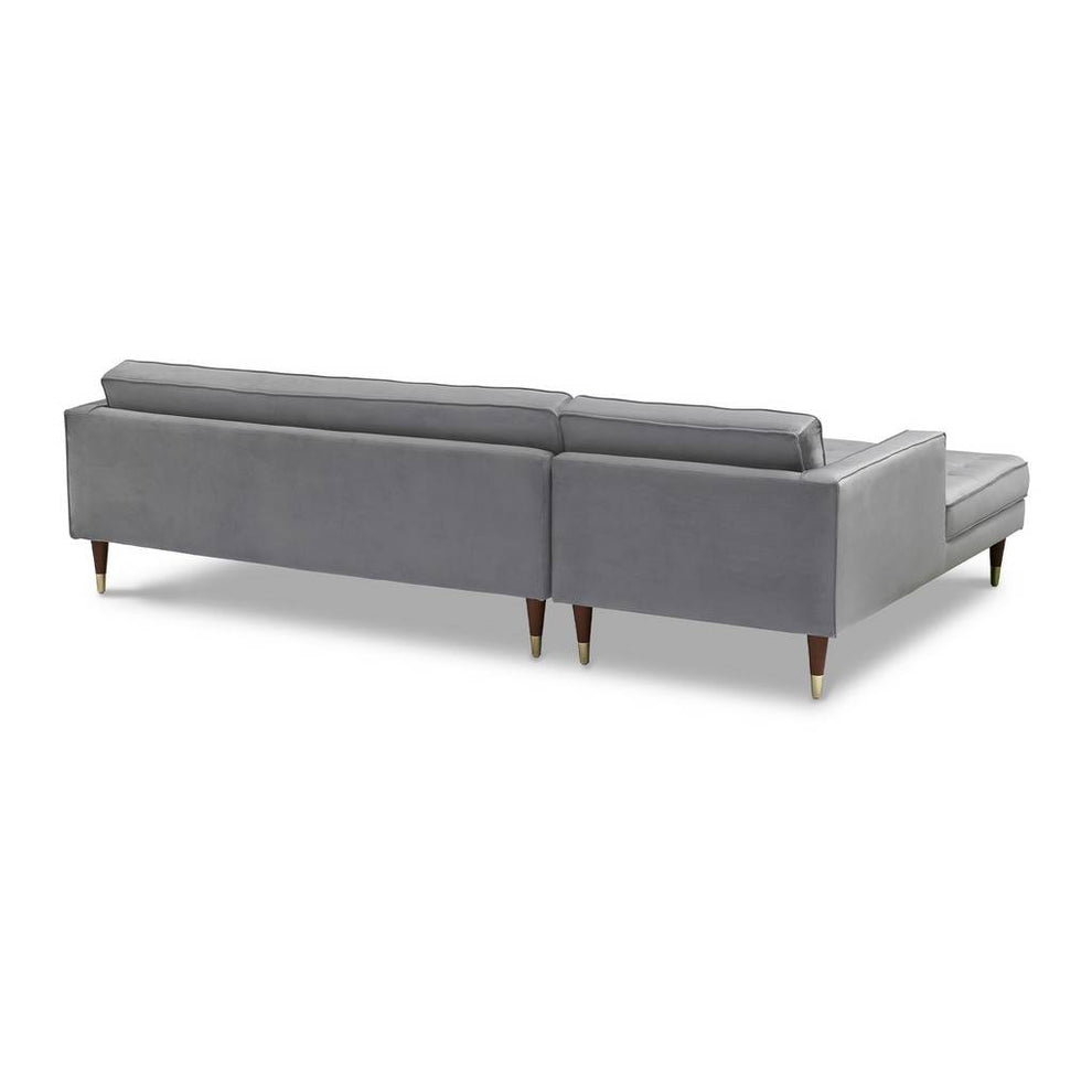 Somerset Gray Velvet Mid Century Modern Right Sectional Sofa By Armen Living | Sectional | Modishstore - 4