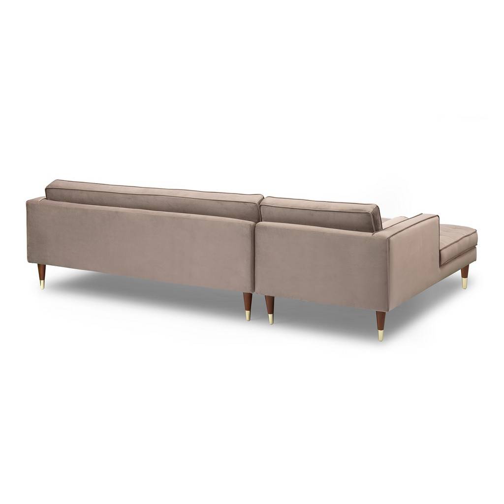 Somerset Taupe Velvet Mid Century Modern Right Sectional Sofa By Armen Living | Sectional | Modishstore - 4