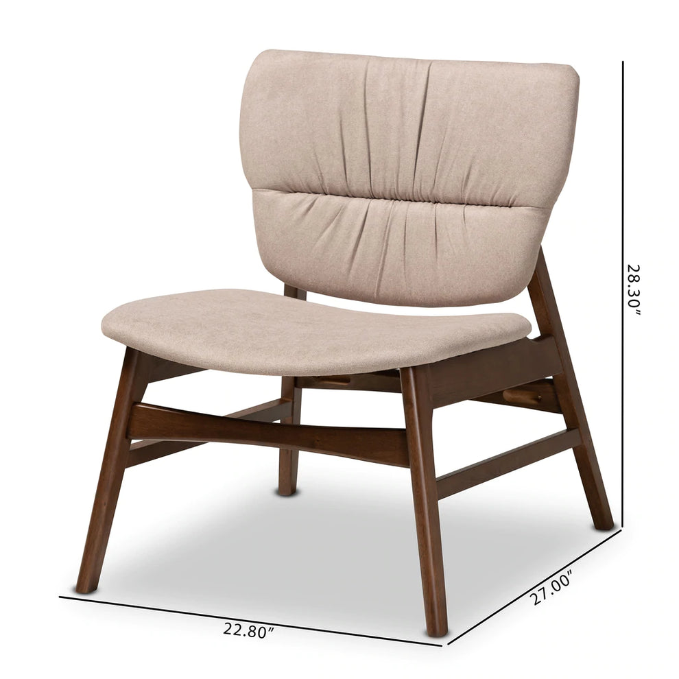 Baxton Studio Benito Mid-Century Modern Transitional Beige Fabric Upholstered and Walnut Brown Finished Wood Accent Chair | Accent Chairs | Modishstore - 2