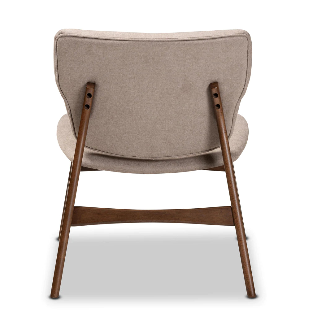 Baxton Studio Benito Mid-Century Modern Transitional Beige Fabric Upholstered and Walnut Brown Finished Wood Accent Chair | Accent Chairs | Modishstore - 6