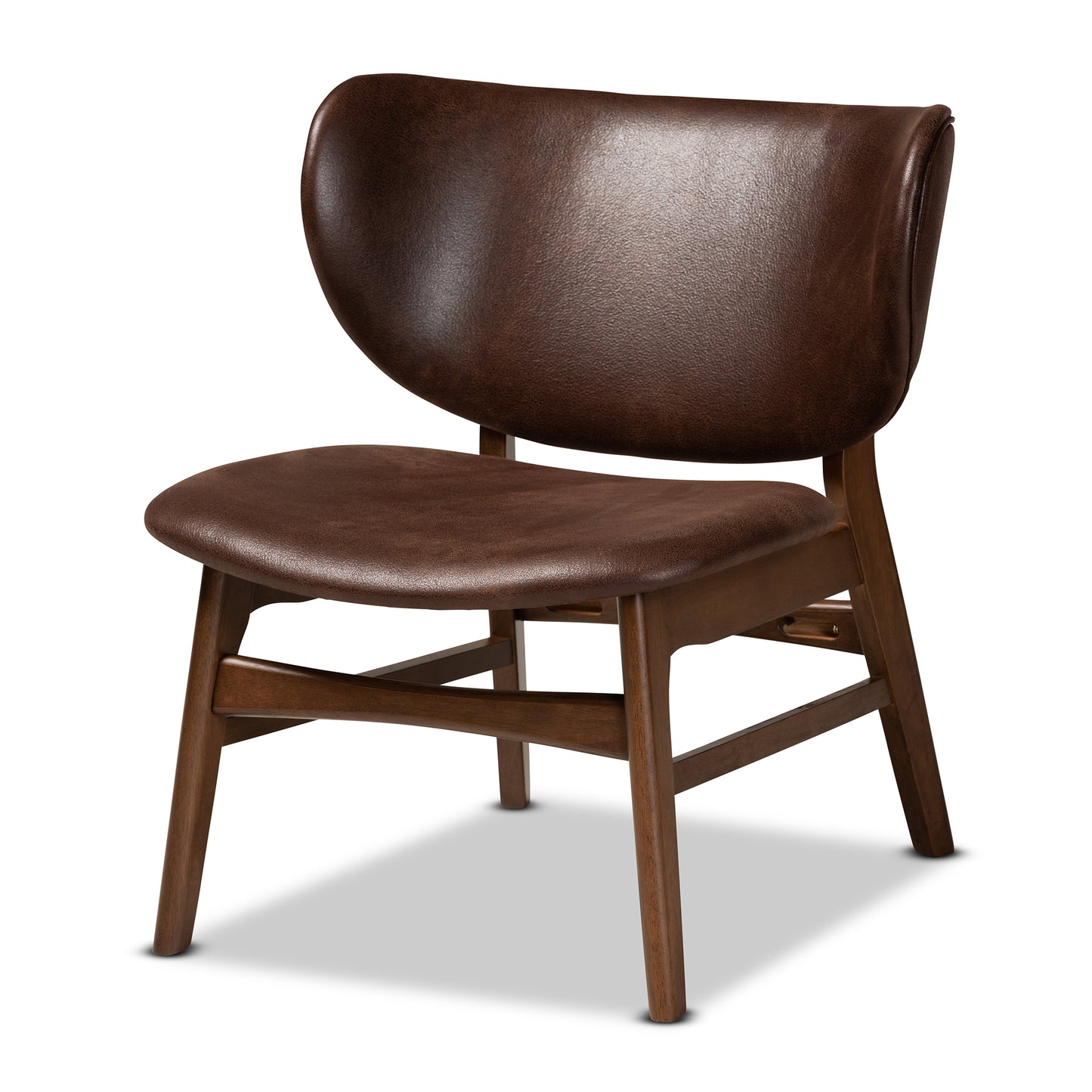 Baxton Studio Marcos Mid-Century Modern Dark Brown Faux Leather Effect and Walnut Brown Finished Wood Living Room Accent Chair | Accent Chairs | Modishstore - 2