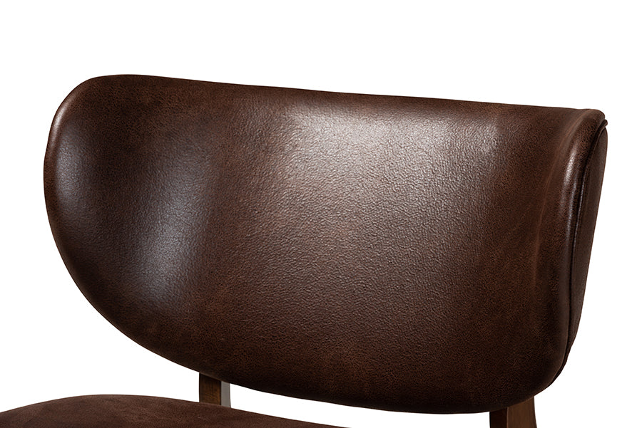 Baxton Studio Marcos Mid-Century Modern Dark Brown Faux Leather Effect and Walnut Brown Finished Wood Living Room Accent Chair | Accent Chairs | Modishstore - 5