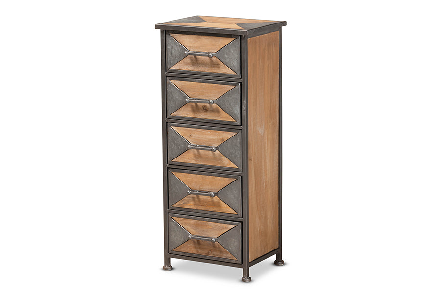 Baxton Studio Laurel Rustic Industrial Antique Grey 5-Drawer Accent Storage Cabinet | Cabinets | Modishstore - 5