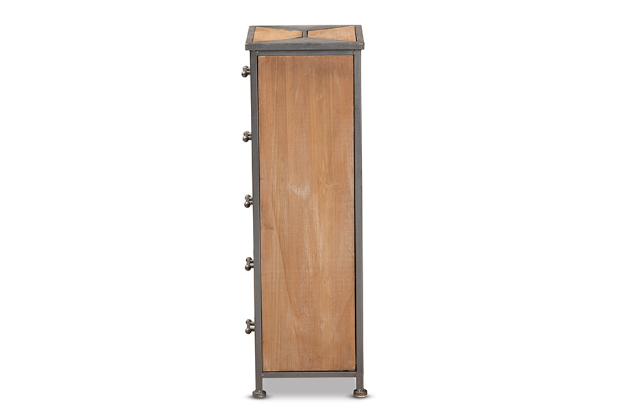 Baxton Studio Laurel Rustic Industrial Antique Grey 5-Drawer Accent Storage Cabinet | Cabinets | Modishstore - 2