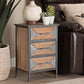 Baxton Studio Laurel Rustic Industrial Antique Grey Finished Metal and Whitewashed Oak Brown Finished Wood 3-Drawer Nightstand | Nightstands | Modishstore