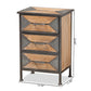 Baxton Studio Laurel Rustic Industrial Antique Grey Finished Metal and Whitewashed Oak Brown Finished Wood 3-Drawer Nightstand | Nightstands | Modishstore - 6