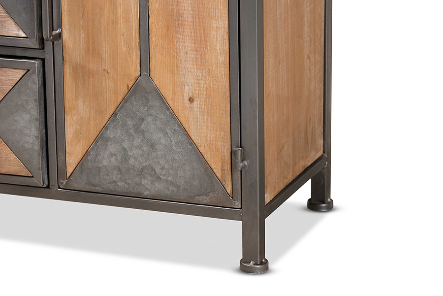 Baxton Studio Laurel Rustic Industrial Antique Grey 3-Drawer Accent Storage Cabinet | Cabinets | Modishstore - 3
