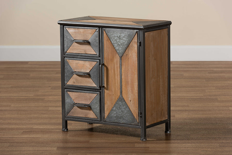 Baxton Studio Laurel Rustic Industrial Antique Grey 3-Drawer Accent Storage Cabinet | Cabinets | Modishstore - 2