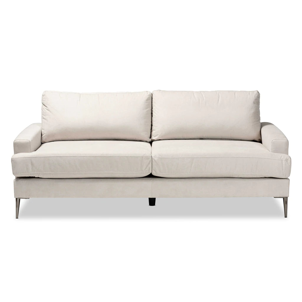 Baxton Studio Davidson Modern And Contemporary Beige Fabric Upholstered Sofa | Sofas | Modishstore - 4