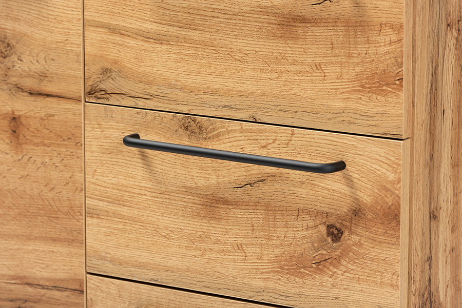 Baxton Studio Radley Modern and Contemporary Transitional Oak Brown Finished Wood 3-Drawer Sideboard Buffet | Sideboards | Modishstore - 5