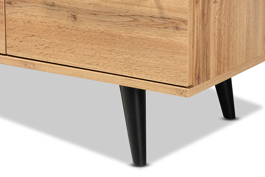 Baxton Studio Radley Modern and Contemporary Transitional Oak Brown Finished Wood 3-Drawer Sideboard Buffet | Sideboards | Modishstore - 4