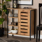 Baxton Studio Vander Modern and Contemporary Oak Brown Finished Wood and Black Finished Metal 1-Door Shoe Storage Cabinet | Cabinets | Modishstore