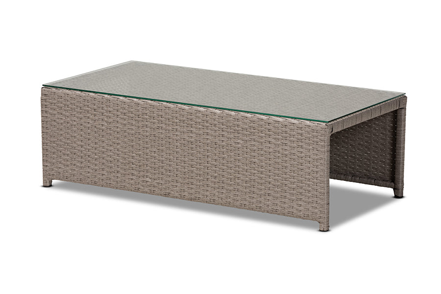 Baxton Studio Haina Modern and Contemporary Grey Fabric Upholstered and Grey Finished Synthetic Rattan 6-Piece Patio Set | Outdoor Sofas, Loveseats & Sectionals | Modishstore - 6