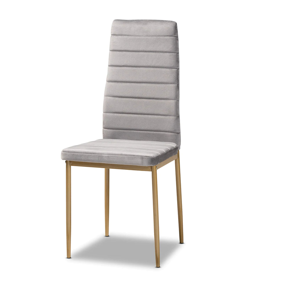 Baxton Studio Armand Modern Glam And Luxe Black Velvet Fabric Upholstered And Gold Finished Metal 4-Piece Dining Chair Set | Dining Chairs | Modishstore - 9