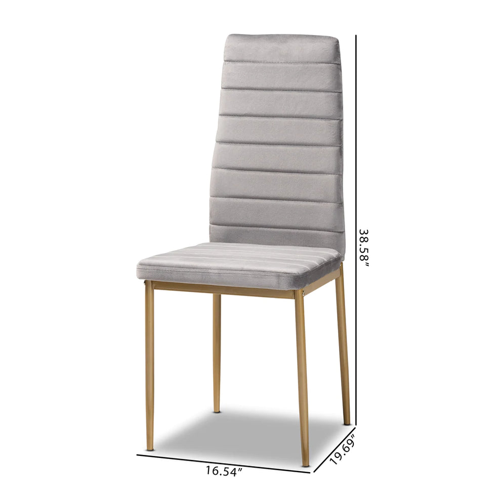 Baxton Studio Armand Modern Glam And Luxe Black Velvet Fabric Upholstered And Gold Finished Metal 4-Piece Dining Chair Set | Dining Chairs | Modishstore - 11