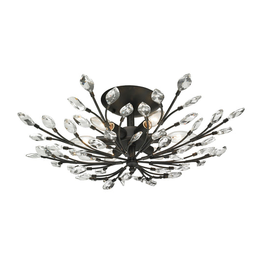 Crystal Branches 6-Light Semi Flush in Burnt Bronze ELK Lighting | Ceiling Lamps | Modishstore