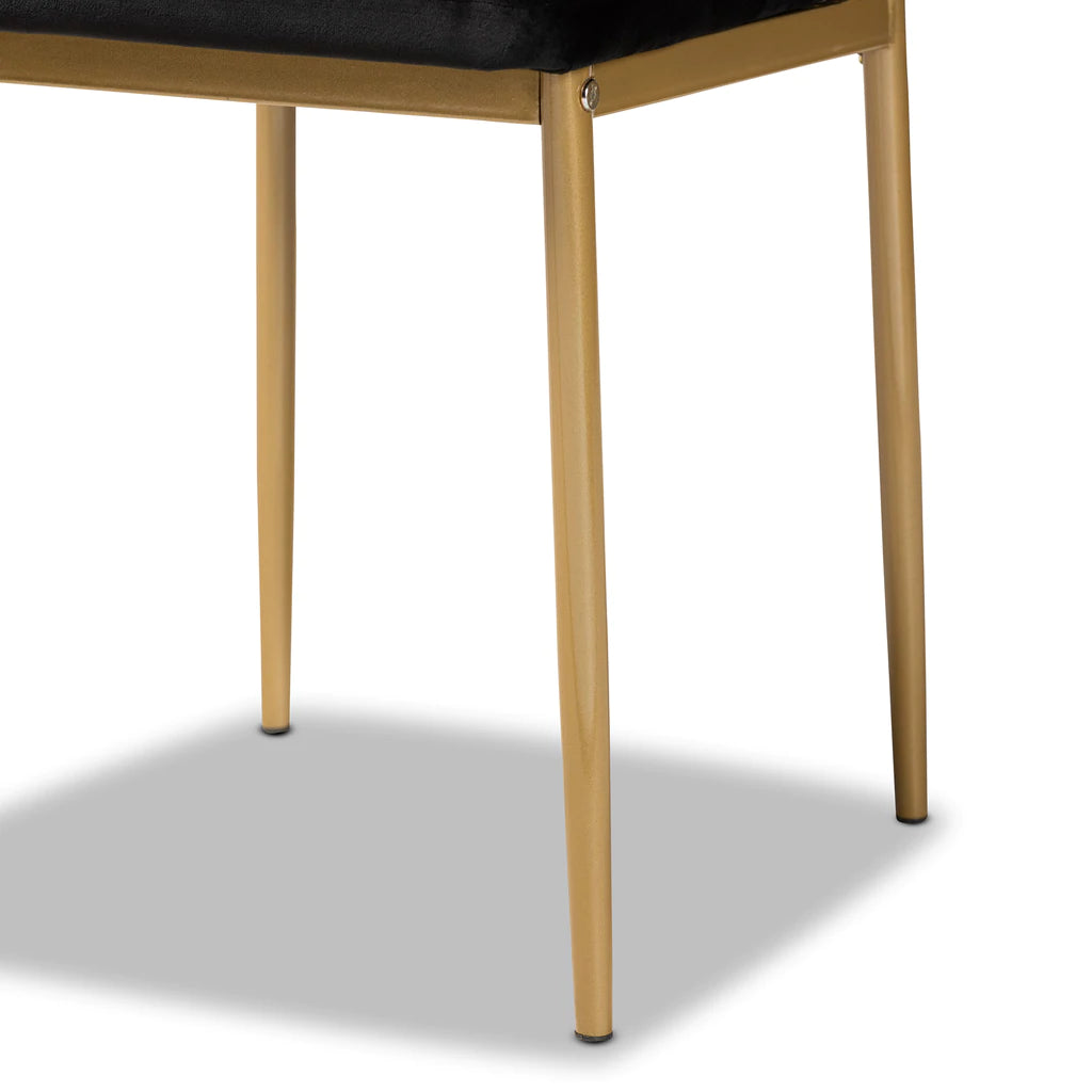 Baxton Studio Armand Modern Glam And Luxe Black Velvet Fabric Upholstered And Gold Finished Metal 4-Piece Dining Chair Set | Dining Chairs | Modishstore - 4