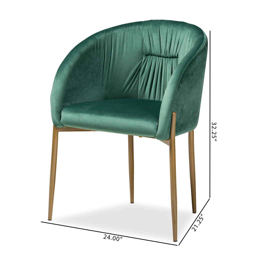 Baxton Studio Ballard Modern Luxe And Glam Green Velvet Fabric Upholstered And Gold Finished Metal Dining Chair | Dining Chairs | Modishstore - 6