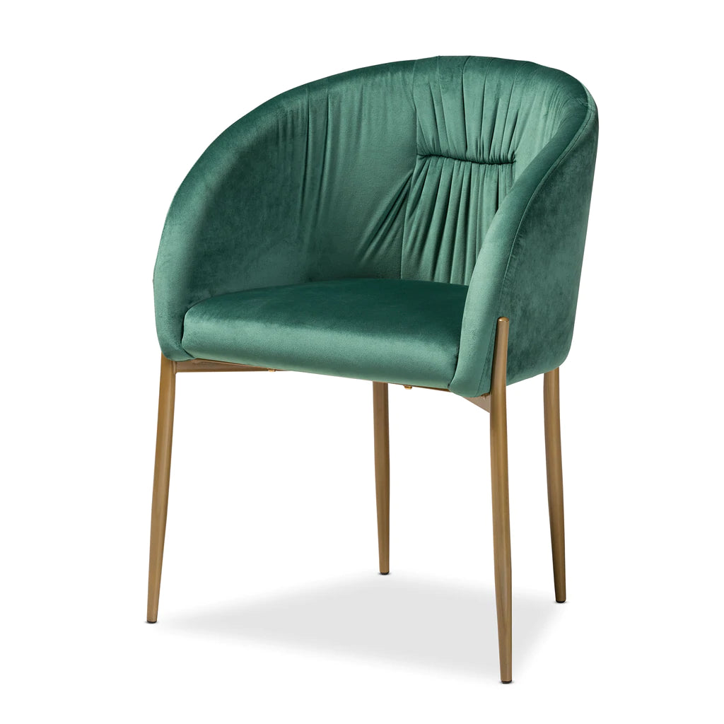 Baxton Studio Ballard Modern Luxe And Glam Green Velvet Fabric Upholstered And Gold Finished Metal Dining Chair | Dining Chairs | Modishstore - 2