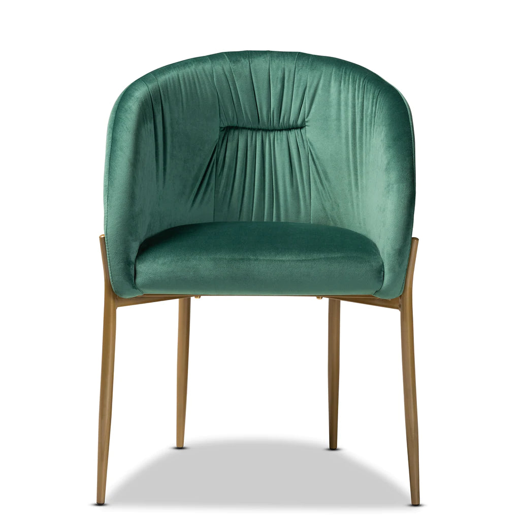 Baxton Studio Ballard Modern Luxe And Glam Green Velvet Fabric Upholstered And Gold Finished Metal Dining Chair | Dining Chairs | Modishstore - 3
