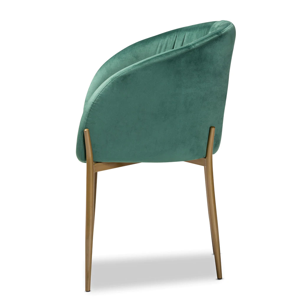 Baxton Studio Ballard Modern Luxe And Glam Green Velvet Fabric Upholstered And Gold Finished Metal Dining Chair | Dining Chairs | Modishstore - 4