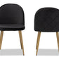 Baxton Studio Fantine Modern Luxe and Glam Black Velvet Fabric Upholstered and Gold Finished Metal 2-Piece Dining Chair Set | Dining Chairs | Modishstore - 6