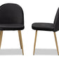 Baxton Studio Fantine Modern Luxe and Glam Black Velvet Fabric Upholstered and Gold Finished Metal 2-Piece Dining Chair Set | Dining Chairs | Modishstore - 5