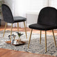 Baxton Studio Fantine Modern Luxe and Glam Black Velvet Fabric Upholstered and Gold Finished Metal 2-Piece Dining Chair Set | Dining Chairs | Modishstore