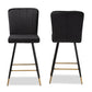 Baxton Studio Preston Modern Luxe and Glam Black Velvet Fabric Upholstered and Two-Tone Black and Gold Finished Metal 2-Piece Bar Stool Set | Bar Stools | Modishstore - 6
