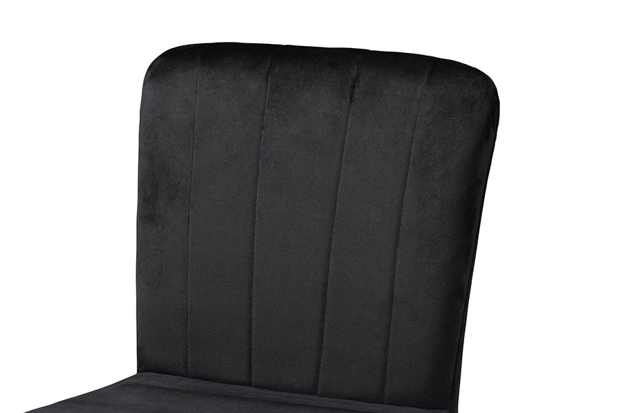Baxton Studio Preston Modern Luxe and Glam Black Velvet Fabric Upholstered and Two-Tone Black and Gold Finished Metal 2-Piece Bar Stool Set | Bar Stools | Modishstore - 4