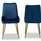 Baxton Studio Priscilla Contemporary Glam and Luxe Green Velvet Fabric Upholstered and Gold Finished Metal 2-Piece Dining Chair Set | Dining Chairs | Modishstore - 14