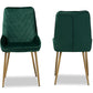 Baxton Studio Priscilla Contemporary Glam and Luxe Green Velvet Fabric Upholstered and Gold Finished Metal 2-Piece Dining Chair Set | Dining Chairs | Modishstore - 4