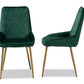 Baxton Studio Priscilla Contemporary Glam and Luxe Green Velvet Fabric Upholstered and Gold Finished Metal 2-Piece Dining Chair Set | Dining Chairs | Modishstore - 5