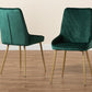 Baxton Studio Priscilla Contemporary Glam and Luxe Green Velvet Fabric Upholstered and Gold Finished Metal 2-Piece Dining Chair Set | Dining Chairs | Modishstore - 3