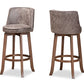 baxton studio adams modern transitional distressed grey fabric upholstered and walnut brown finished wood 2 piece bar stool set | Modish Furniture Store-2