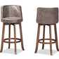 baxton studio adams modern transitional distressed grey fabric upholstered and walnut brown finished wood 2 piece bar stool set | Modish Furniture Store-3