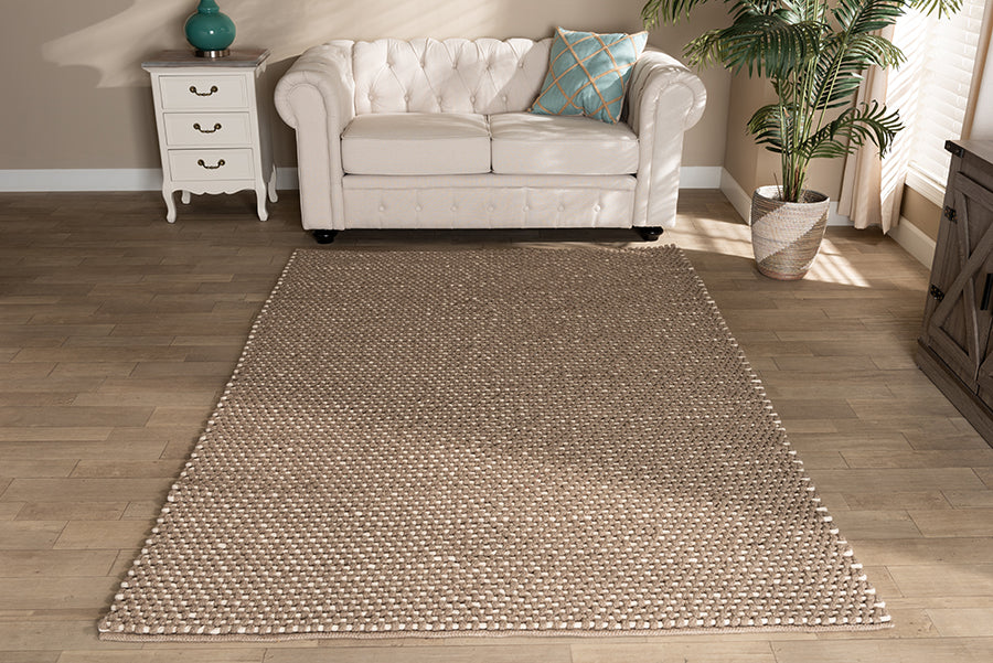 Baxton Studio Colemar Modern and Contemporary Brown Handwoven Wool Dori Blend Area Rug | Modishstore | Rugs