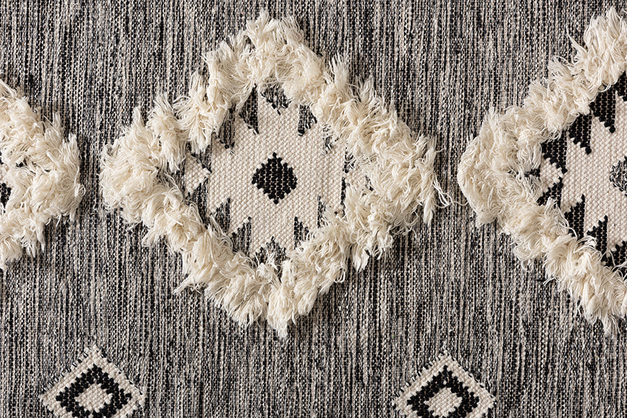 baxton studio avia modern and contemporary black and ivory handwoven wool area rug | Modish Furniture Store-3