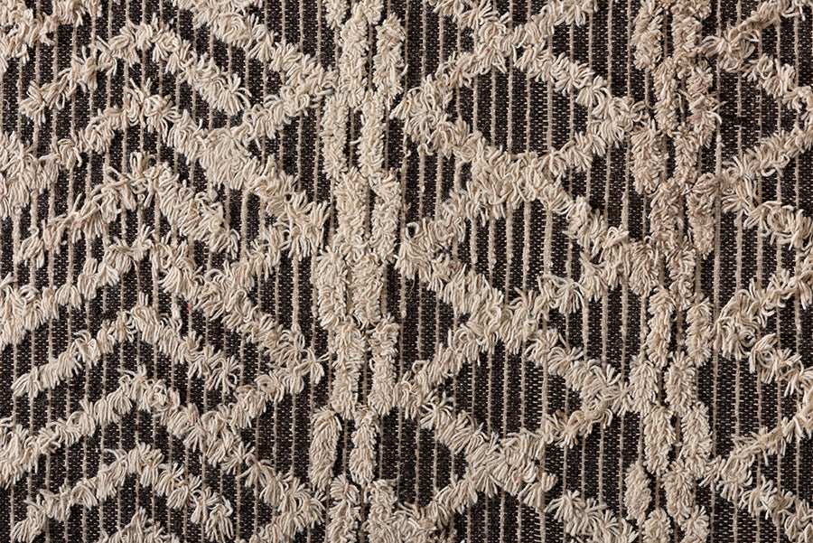 baxton studio heino modern and contemporary ivory and charcoal handwoven wool area rug | Modish Furniture Store-3