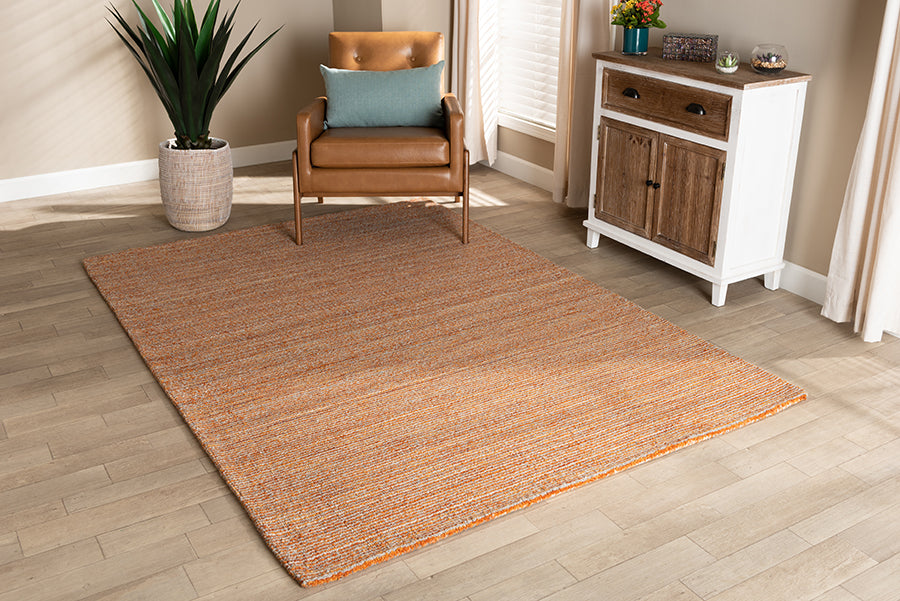 Baxton Studio Aral Modern and Contemporary Rust Handwoven Wool Area Rug | Modishstore | Rugs