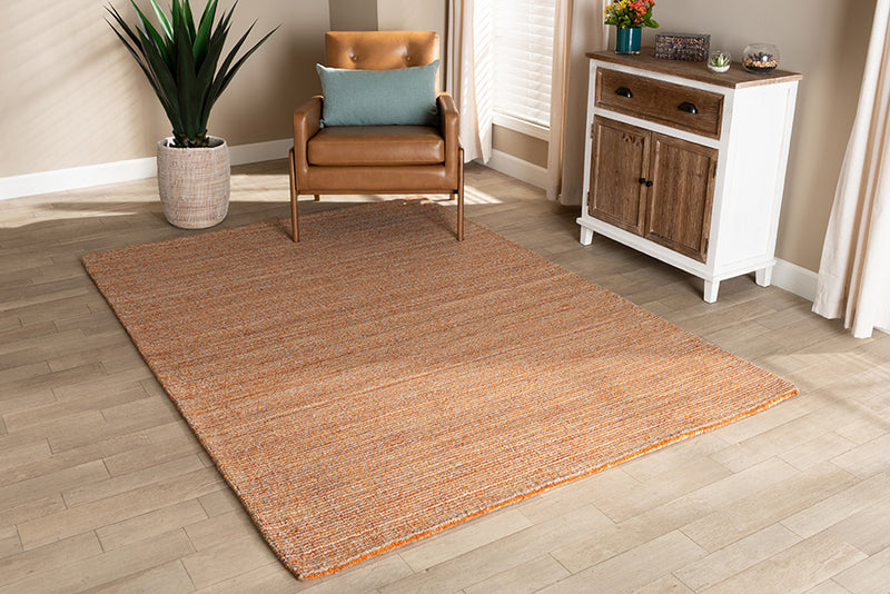 Baxton Studio Aral Modern and Contemporary Rust Handwoven Wool Area Rug | Modishstore | Rugs