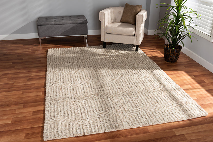 Baxton Studio Judian Modern and Contemporary Ivory Handwoven Wool Area Rug | Modishstore | Rugs
