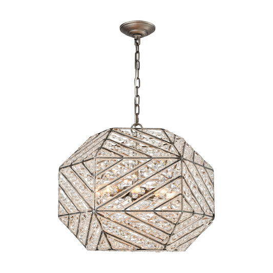 Constructs 8-Light Chandelier in Weathered Zinc with Clear Crystal ELK Lighting | Chandeliers | Modishstore