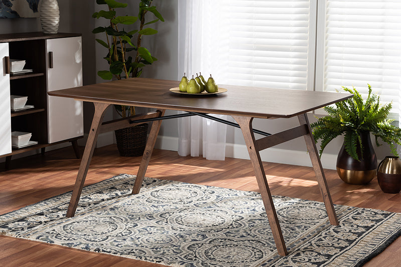 Baxton Studio Saxton Mid-Century Modern Transitional Walnut Brown Finished Wood Dining Table | Dining Tables | Modishstore