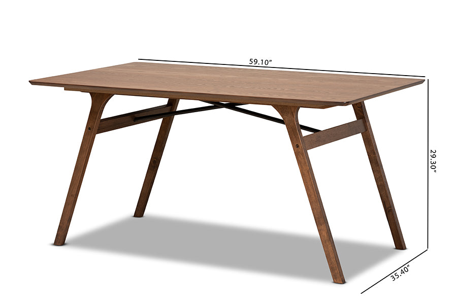 Baxton Studio Saxton Mid-Century Modern Transitional Walnut Brown Finished Wood Dining Table | Dining Tables | Modishstore - 7