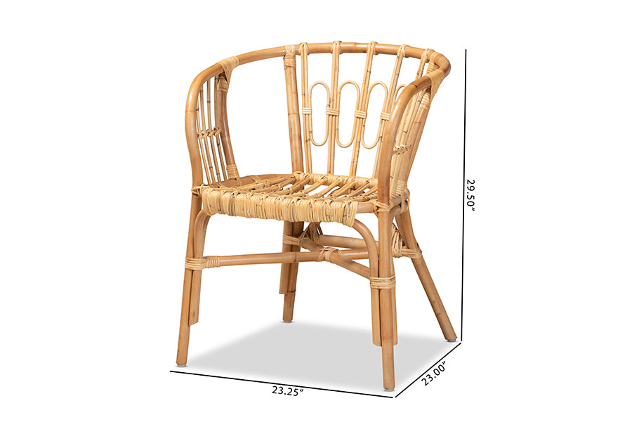 Baxton Studio Luxio Modern and Contemporary Natural Finished Rattan Dining Chair | Dining Chairs | Modishstore - 3